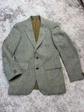 Vtg Genuine Donegal Tweed Sport Coat Mens 38R Green Gray Fleck Irish Wool Blazer